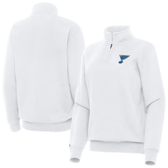 St. Louis Blues Antigua Women's Victory Quarter-Zip Pullover Top White
