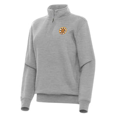 Boston Bruins Antigua Women's Victory Quarter-Zip Pullover Top Heather Gray