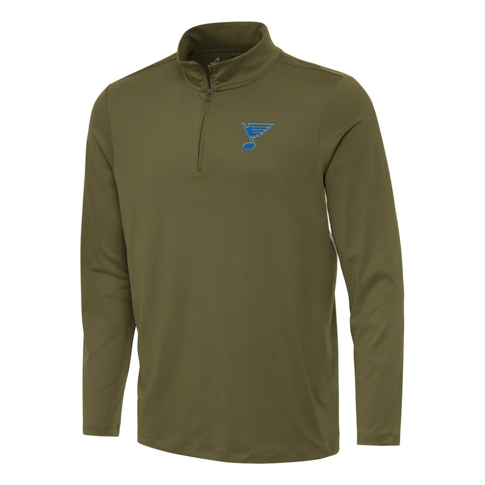 St. Louis Blues Antigua Reprocess Quarter-Zip Pullover Olive