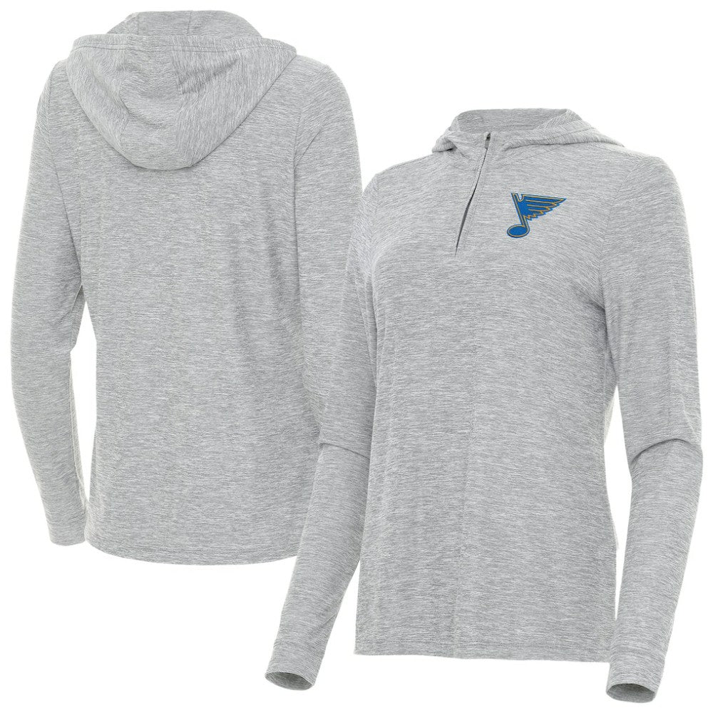 St. Louis Blues Antigua Women's Daybreak Quarter-Zip Hoodie Heather Gray