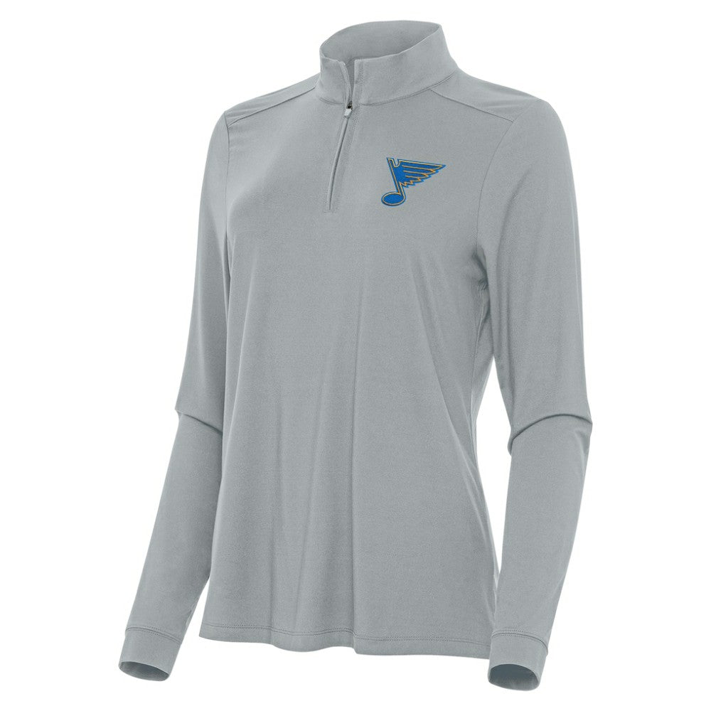 St. Louis Blues Antigua Women's Intent Quarter-Zip Pullover Gray