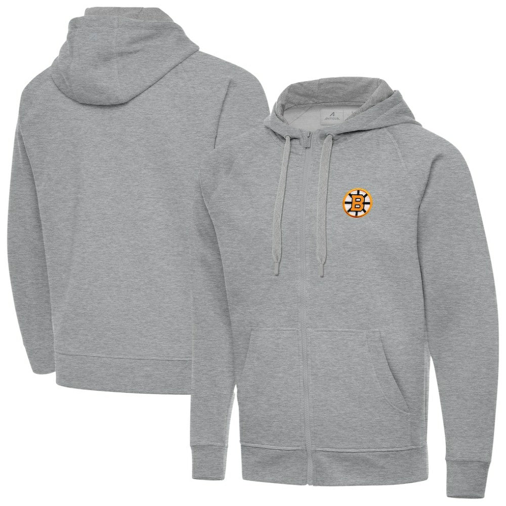 Boston Bruins Antigua Victory Full-Zip Hoodie Heather Gray