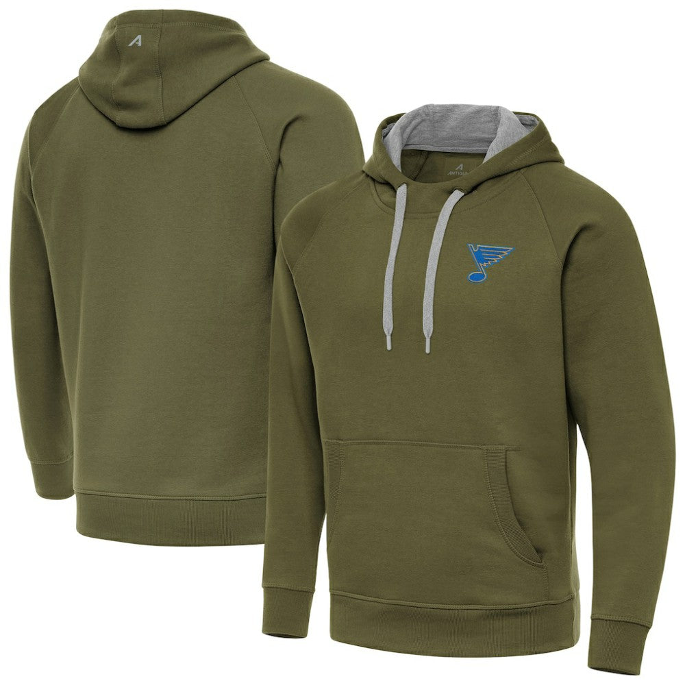St. Louis Blues Antigua Victory Pullover Hoodie Olive