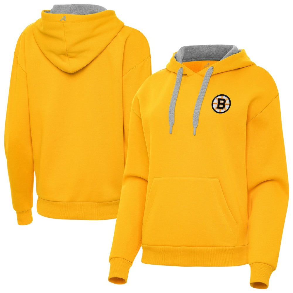 Boston Bruins Antigua Women's Victory Pullover Hoodie Gold