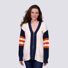 Houston Astros Lusso Women's Shyla Knit V-Neck Full-Zip Sweater Navy/White