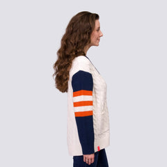 Houston Astros Lusso Women's Shyla Knit V-Neck Full-Zip Sweater Navy/White