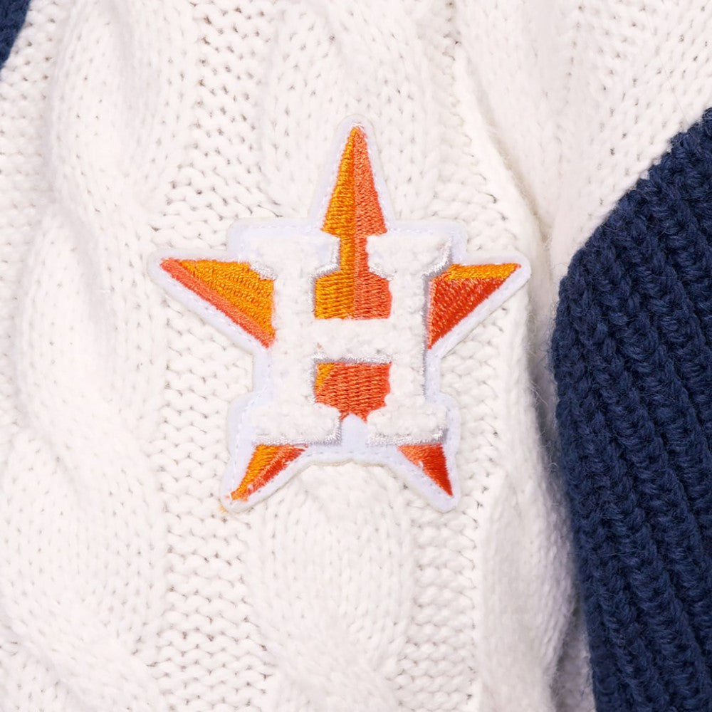 Houston Astros Lusso Women's Shyla Knit V-Neck Full-Zip Sweater Navy/White