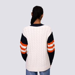 San Francisco Giants Lusso Women's Shyla Knit V-Neck Full-Zip Sweater Black/White