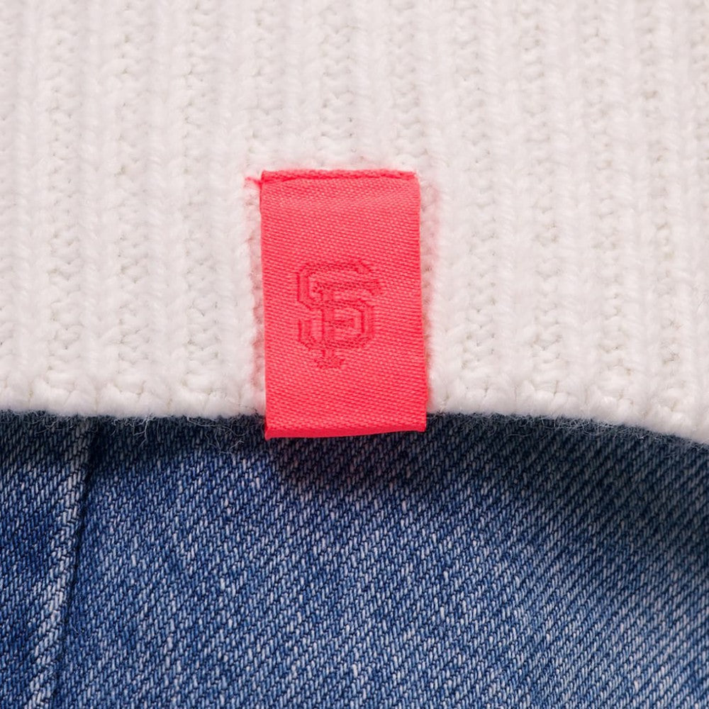 San Francisco Giants Lusso Women's Shyla Knit V-Neck Full-Zip Sweater Black/White