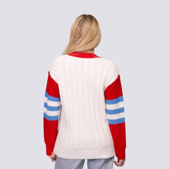 St. Louis Cardinals Lusso Women's Shyla Knit V-Neck Full-Zip Sweater Red/White