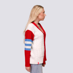 St. Louis Cardinals Lusso Women's Shyla Knit V-Neck Full-Zip Sweater Red/White