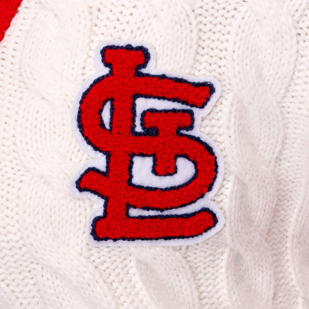 St. Louis Cardinals Lusso Women's Shyla Knit V-Neck Full-Zip Sweater Red/White
