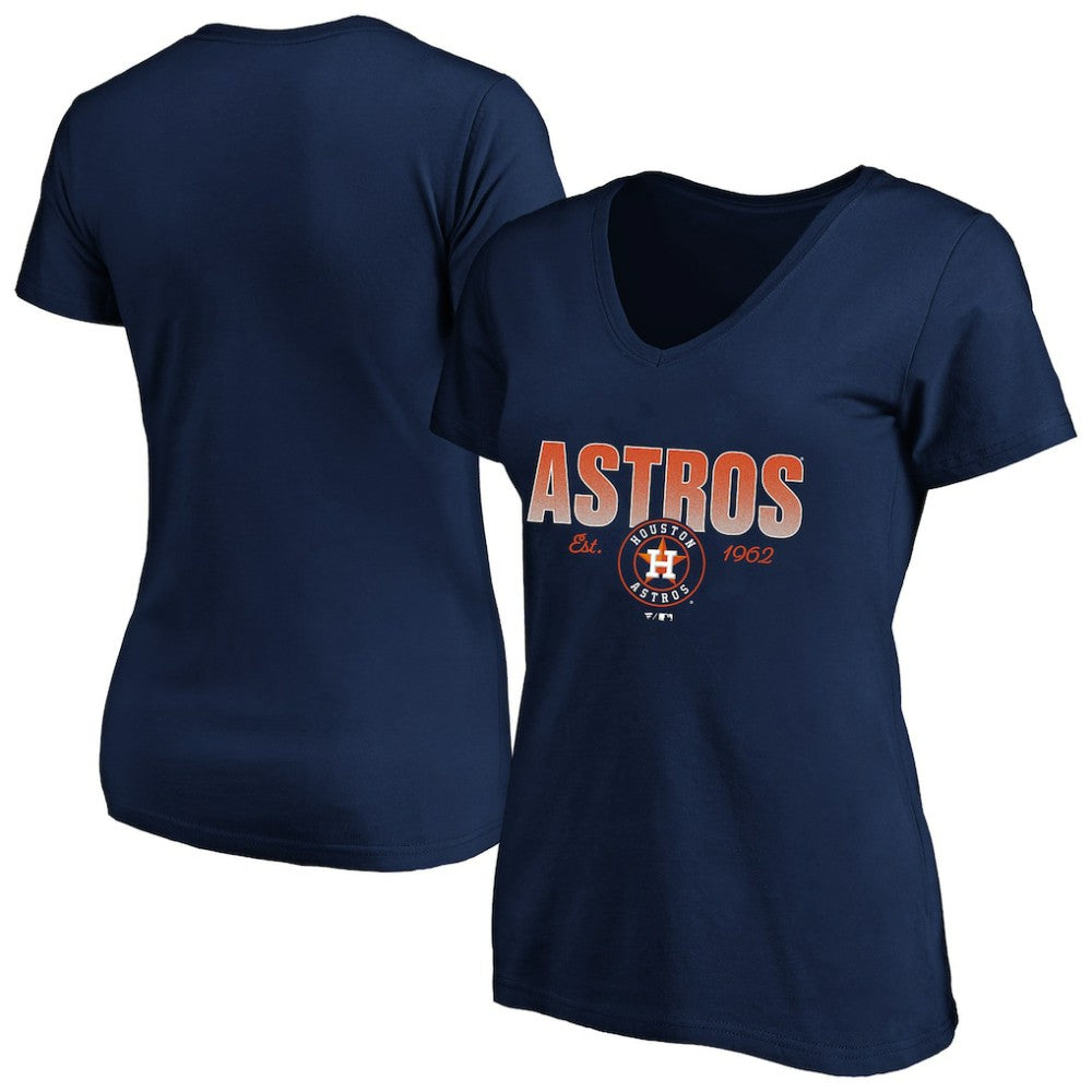 Houston Astros Profile Women's Plus Size Wordmark V-Neck T-Shirt Navy