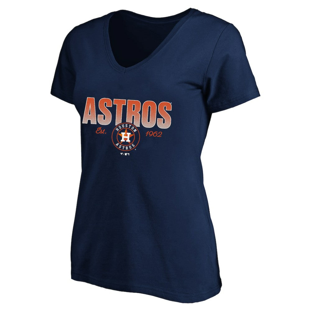 Houston Astros Profile Women's Plus Size Wordmark V-Neck T-Shirt Navy