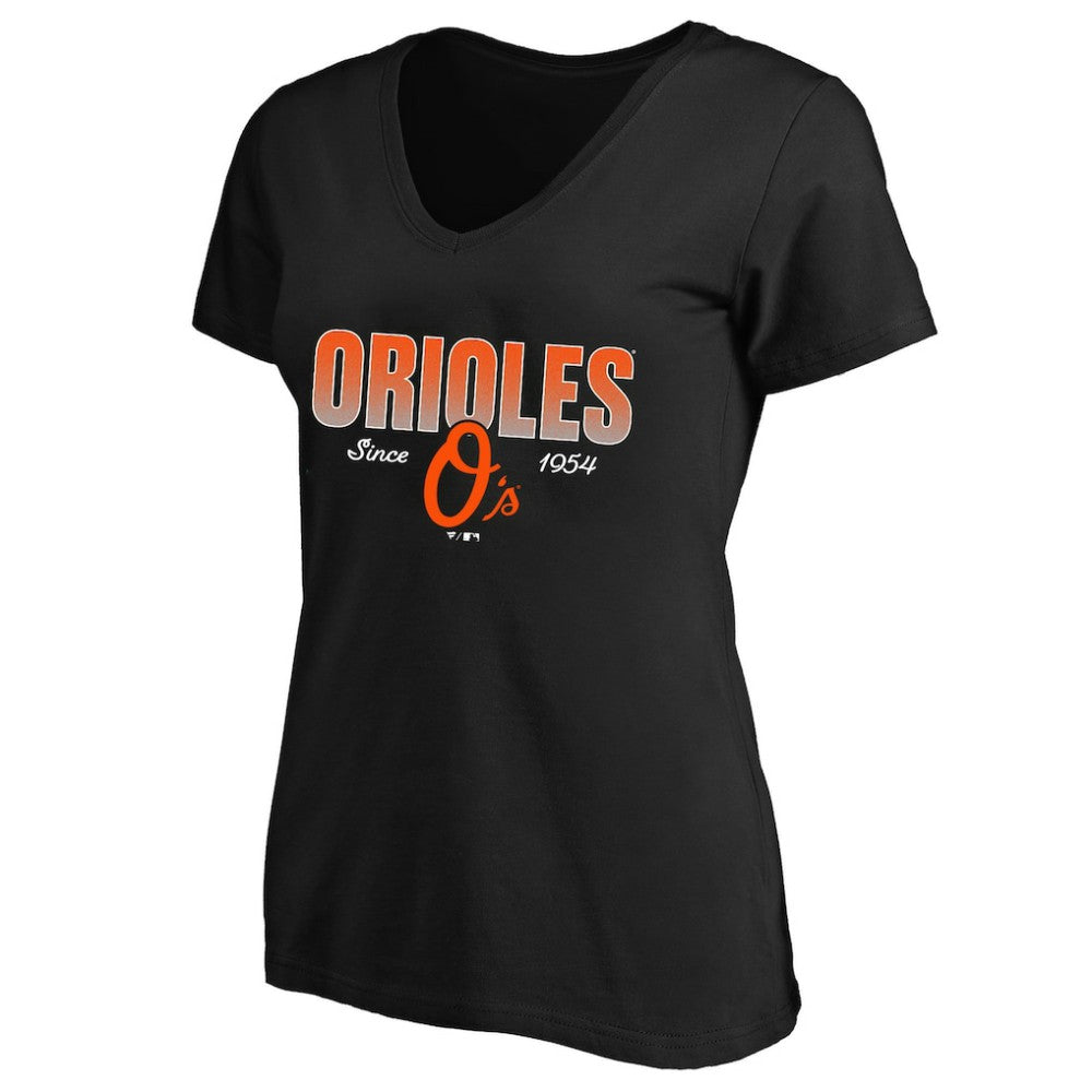 Baltimore Orioles Profile Women's Plus Size Wordmark V-Neck T-Shirt Black