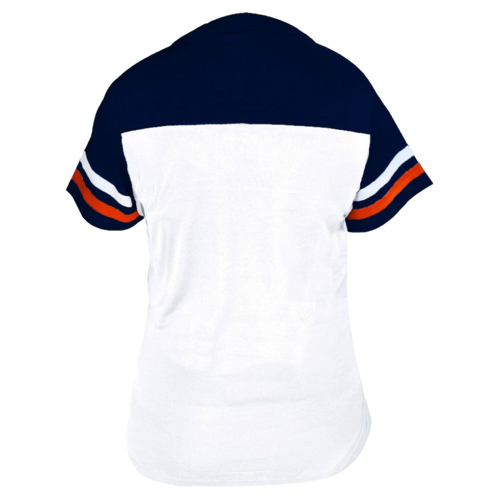 Houston Astros Profile Women's Plus Size Two-Stripe V-Neck T-Shirt White/Navy