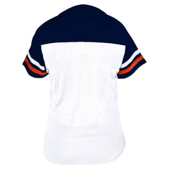 Houston Astros Profile Women's Plus Size Two-Stripe V-Neck T-Shirt White/Navy
