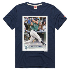 Cal Raleigh Seattle Mariners Homage Topps Baseball Card Player Tri-Blend T-Shirt Navy