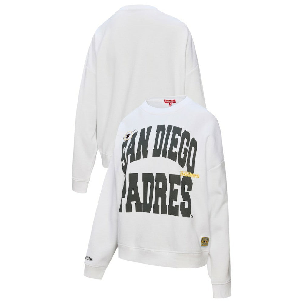 San Diego Padres Women's Oversized Cooperstown Sweatshirt White | Mitchell & Ness