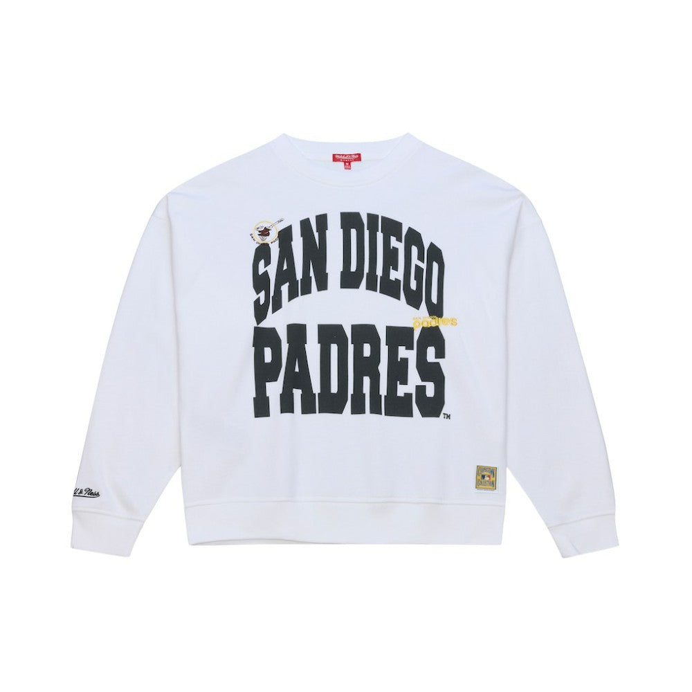San Diego Padres Women's Oversized Cooperstown Sweatshirt White | Mitchell & Ness