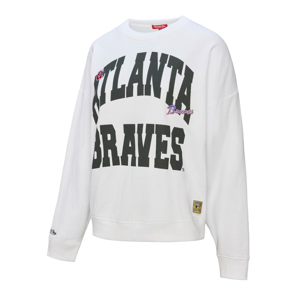 Atlanta Braves Women's Oversized Cooperstown Sweatshirt White | Mitchell & Ness