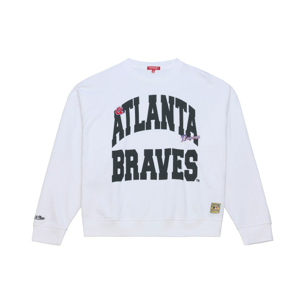 Atlanta Braves Women's Oversized Cooperstown Sweatshirt White | Mitchell & Ness