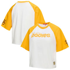 San Diego Padres Women's Cropped Raglan Boxy T-Shirt White | Mitchell & Ness