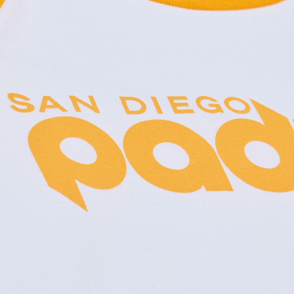 San Diego Padres Women's Cropped Raglan Boxy T-Shirt White | Mitchell & Ness