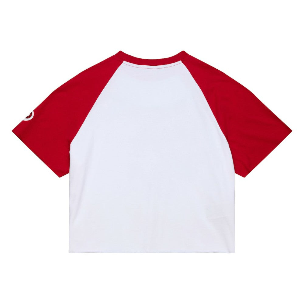 Philadelphia Phillies Women's Cropped Raglan Boxy T-Shirt White | Mitchell & Ness