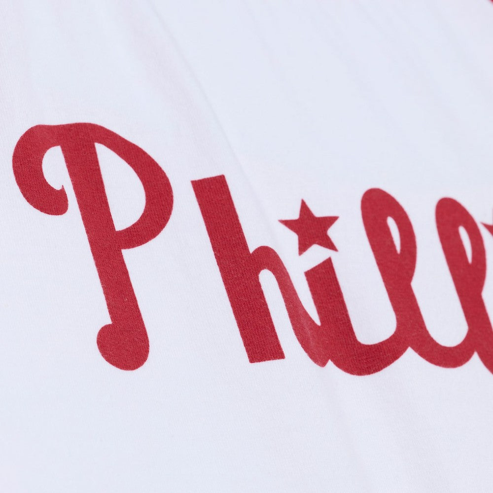 Philadelphia Phillies Women's Cropped Raglan Boxy T-Shirt White | Mitchell & Ness