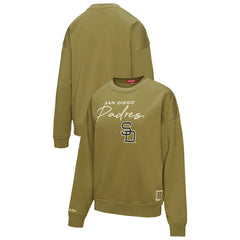 San Diego Padres Women's Oversized Crewneck Sweatshirt Olive | Mitchell & Ness