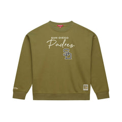 San Diego Padres Women's Oversized Crewneck Sweatshirt Olive | Mitchell & Ness