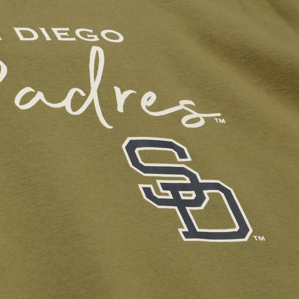 San Diego Padres Women's Oversized Crewneck Sweatshirt Olive | Mitchell & Ness