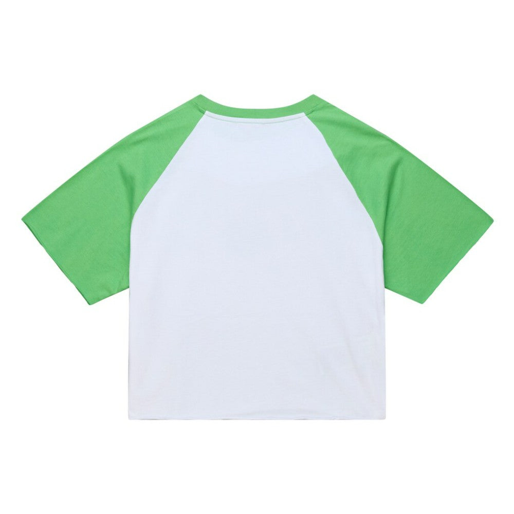 Philadelphia Phillies Women's Cropped Raglan Mascot Boxy T-Shirt White | Mitchell & Ness