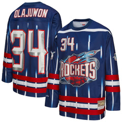 Hakeem Olajuwon Houston Rockets Unisex Maxxed Out Fashion Hockey Jersey - Navy