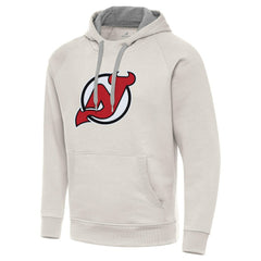 New Jersey Devils Antigua Big Logo Victory Pullover Hoodie Cream