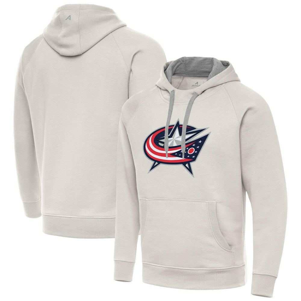 Columbus Blue Jackets Antigua Big Logo Victory Pullover Hoodie Cream