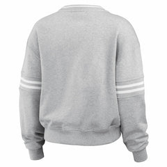 New York Mets WEAR by Erin Andrews Women's Sleeve Stripe Fleece Sweatshirt Gray