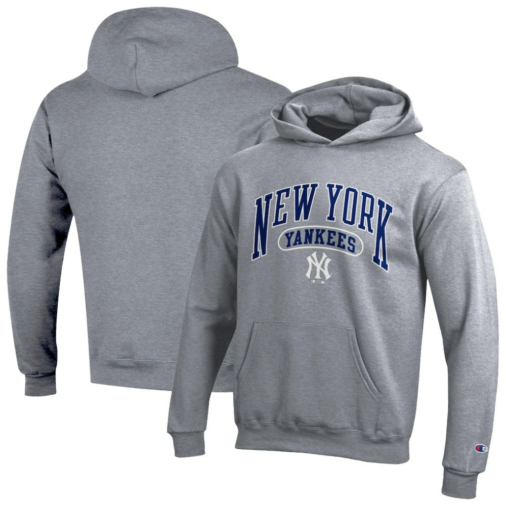 New York Yankees Champion Youth Powerblend Fleece Hoodie Gray