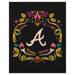 Atlanta Braves Women's Día de los Muertos V-Neck T-Shirt Black | New Era