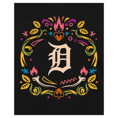 Detroit Tigers Women's Día de los Muertos V-Neck T-Shirt Black | New Era