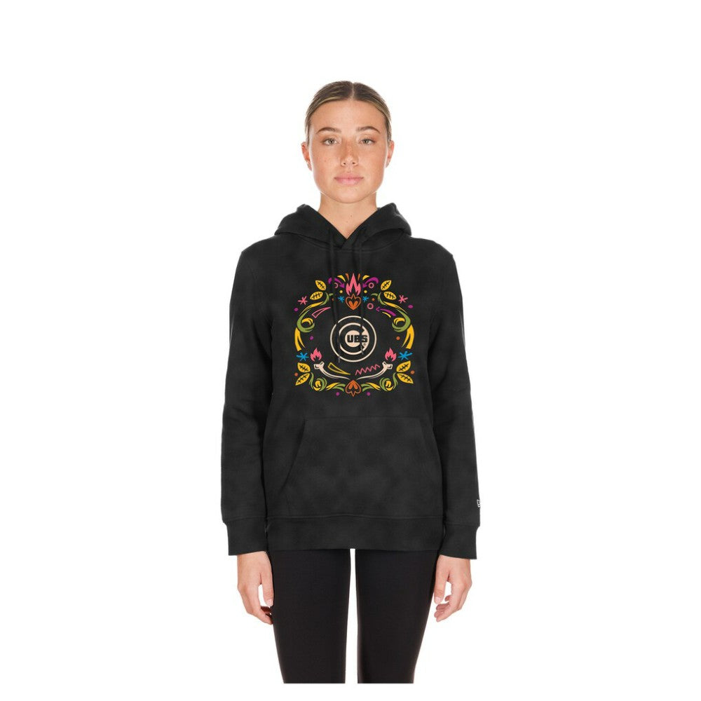 Chicago Cubs Women's Día de Muertos Mineral Wash Hoodie Sweatshirt Black | New Era