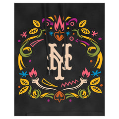 New York Mets Women's Día de Muertos Mineral Wash Hoodie Sweatshirt Black | New Era