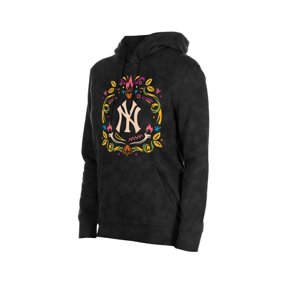 New York Yankees Women's Día de Muertos Mineral Wash Hoodie Sweatshirt Black | New Era