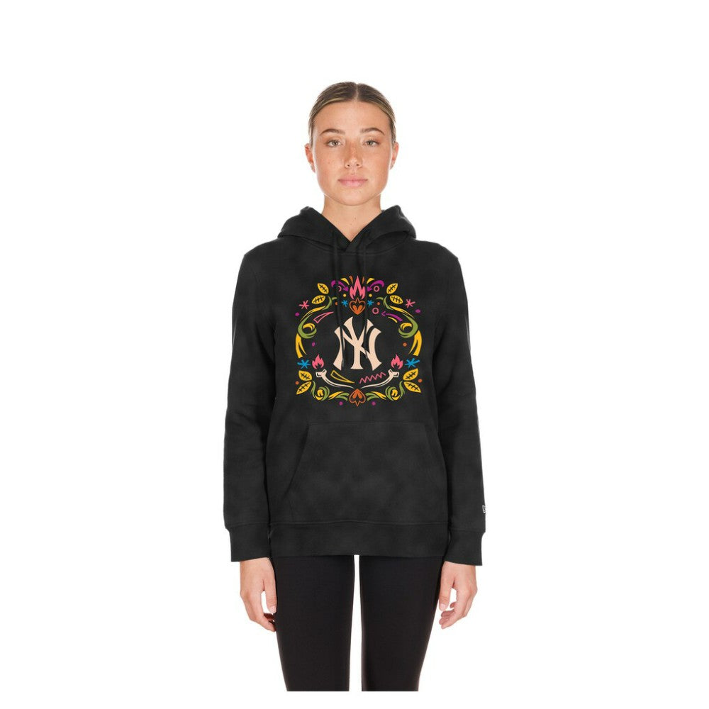 New York Yankees Women's Día de Muertos Mineral Wash Hoodie Sweatshirt Black | New Era