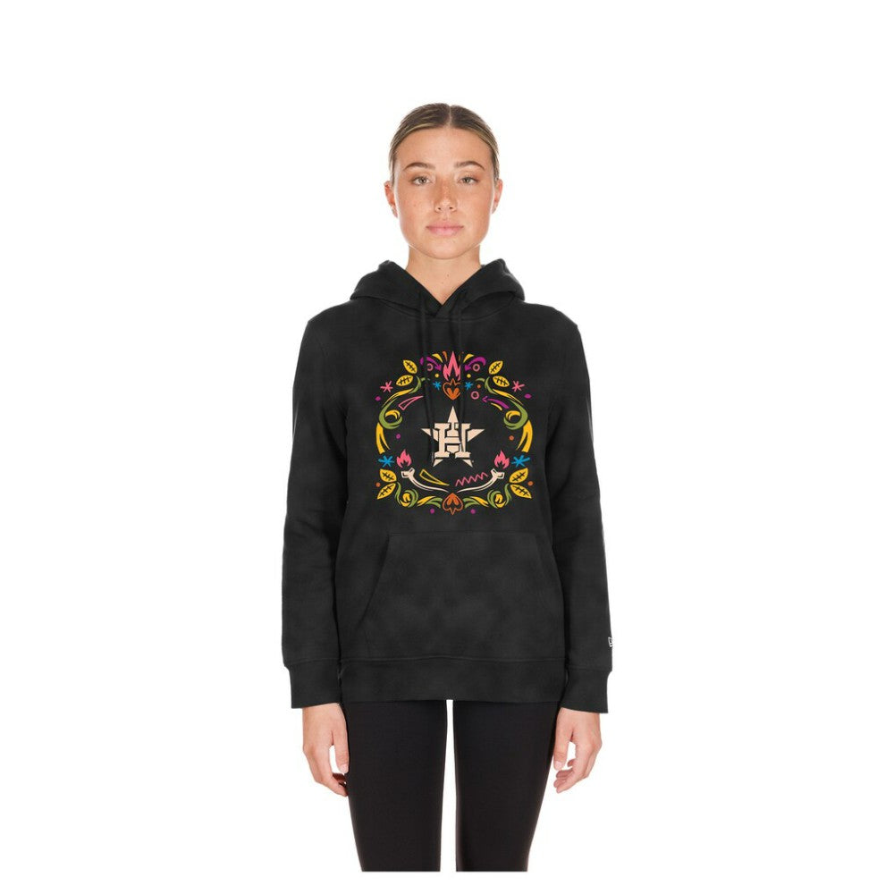 Houston Astros Women's Día de Muertos Mineral Wash Hoodie Sweatshirt Black | New Era