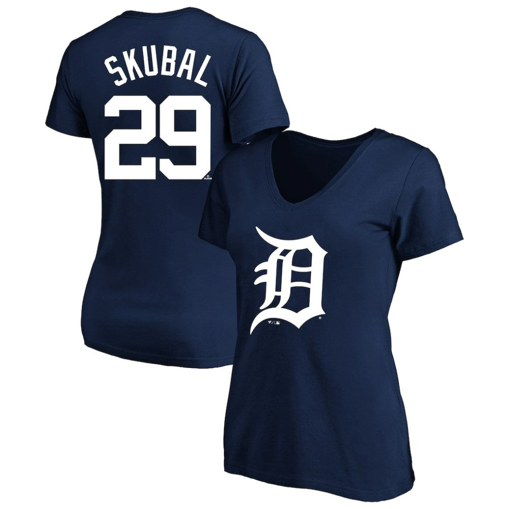 Tarik Skubal Detroit Tigers Profile Women's Plus Size Name & Number V-Neck T-Shirt Navy