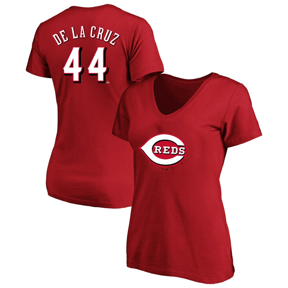 Elly De La Cruz Cincinnati Reds Profile Women's Plus Size Name & Number V-Neck T-Shirt Red