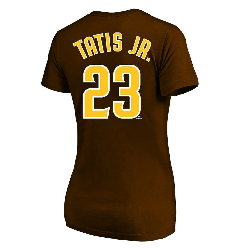 Fernando Tatis Jr. San Diego Padres Profile Women's Plus Size Name & Number V-Neck T-Shirt Brown