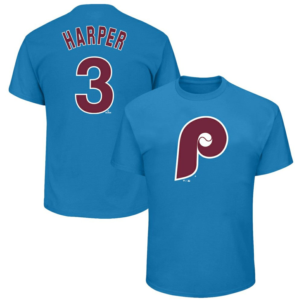 Bryce Harper Philadelphia Phillies Profile Big & Tall Player Name & Number T-Shirt Light Blue